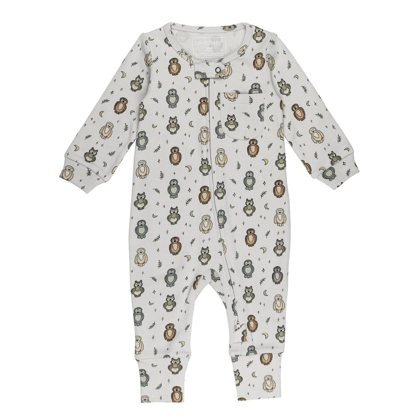 Organic Footless 2-Way Zipper Romper in Owl Hoo?