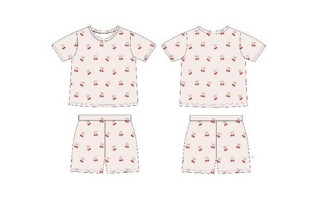Cherries | Bamboo Toddler Ruffle Shorts Set