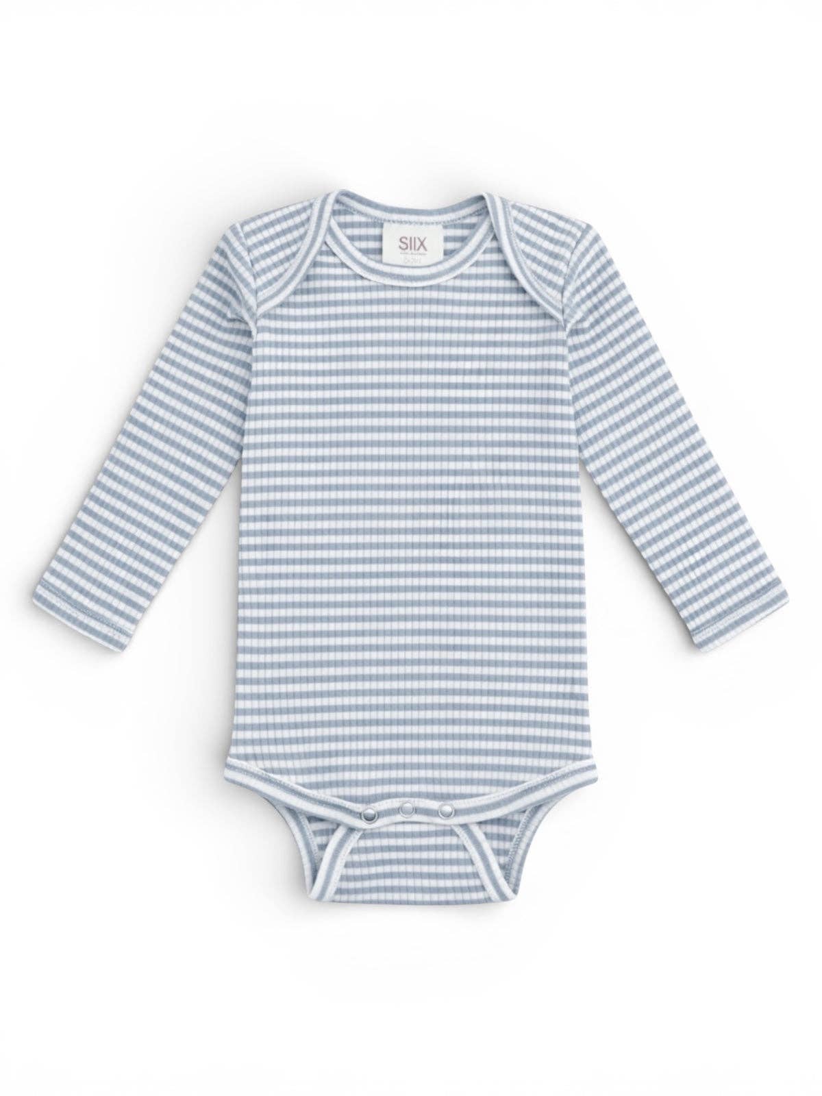Dusty Blue Stripe / Ribbed Long Sleeve Bodysuit