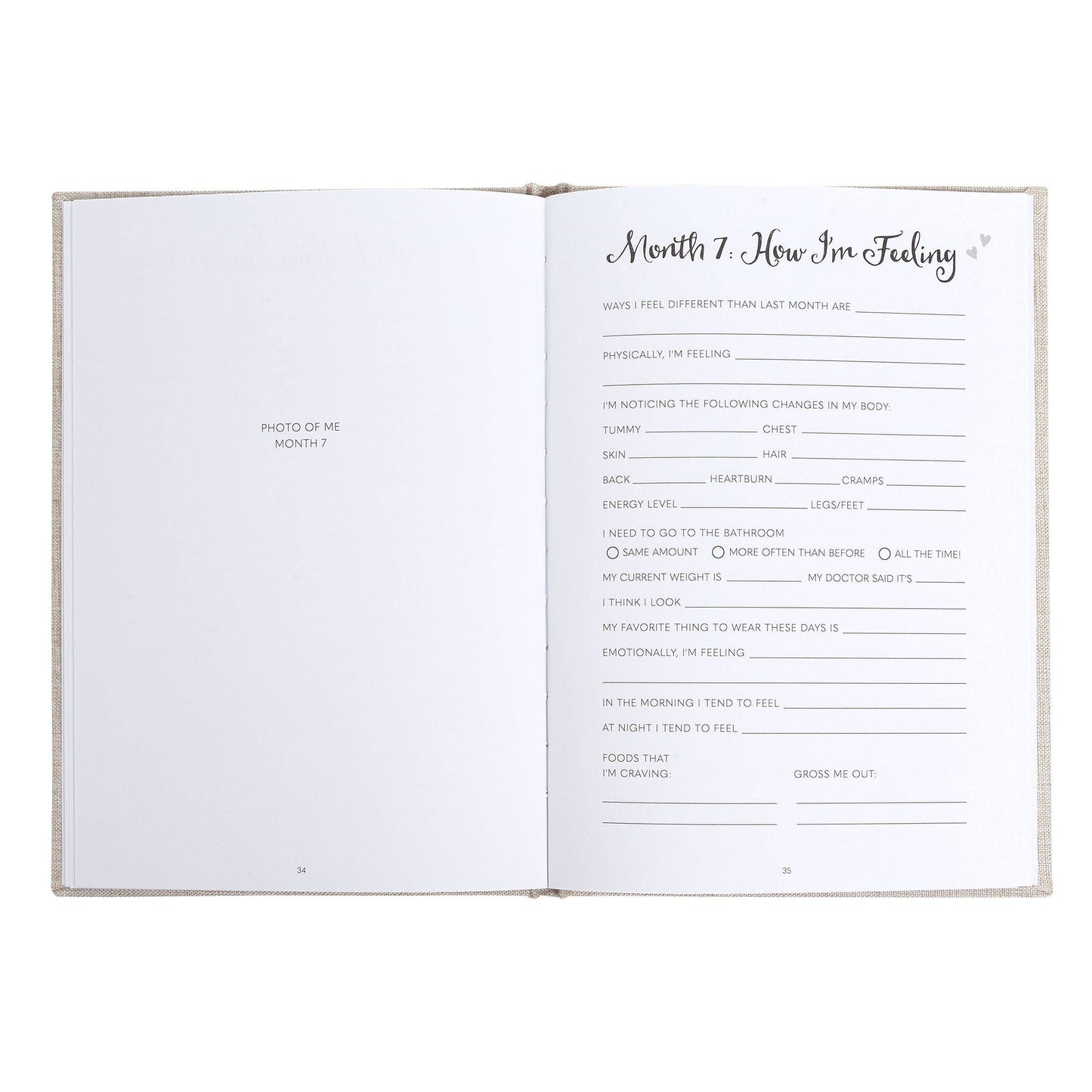 Beige Linen Pregnancy Journal, Memory Book