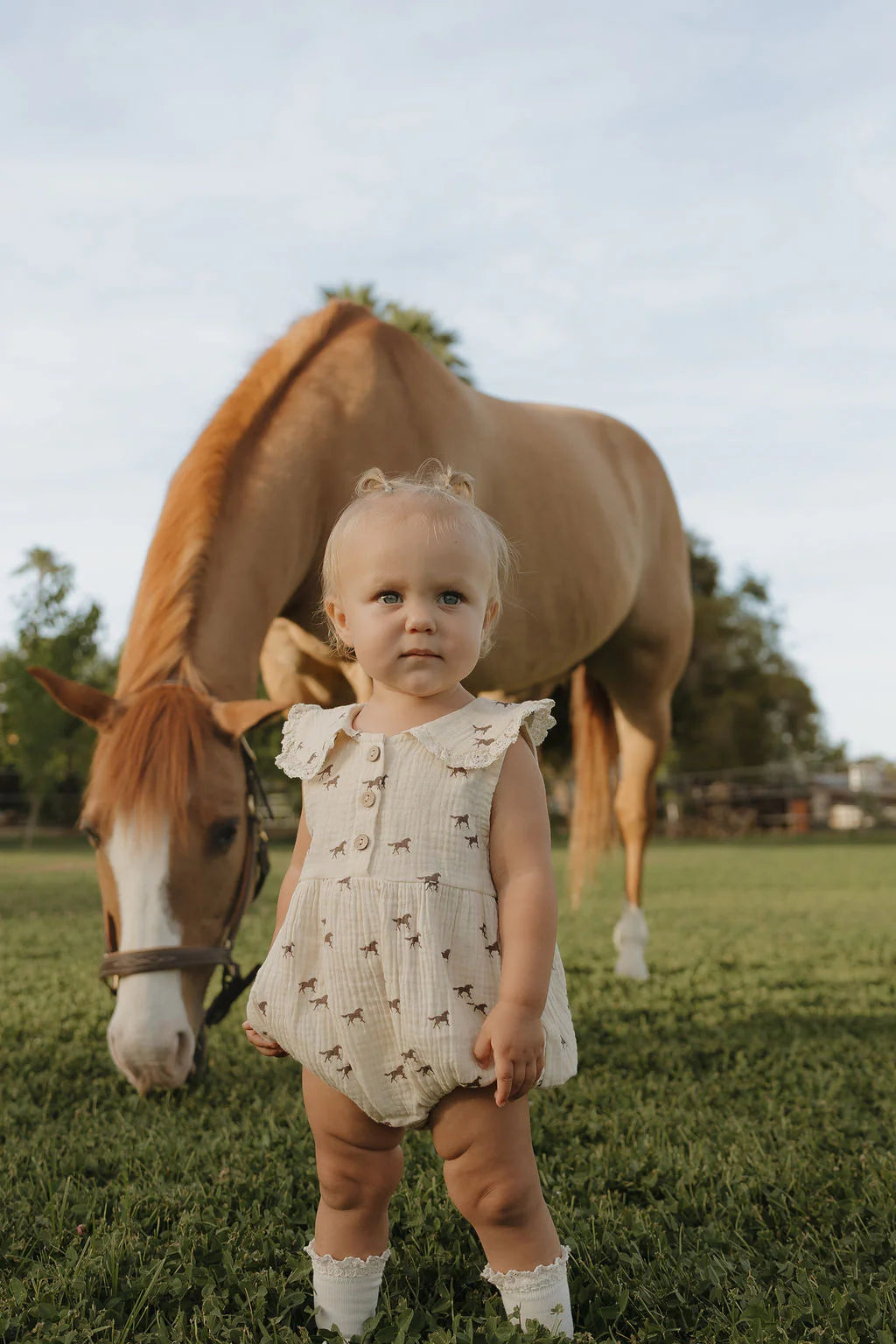 Wild Horses Muslin Bubble Romper