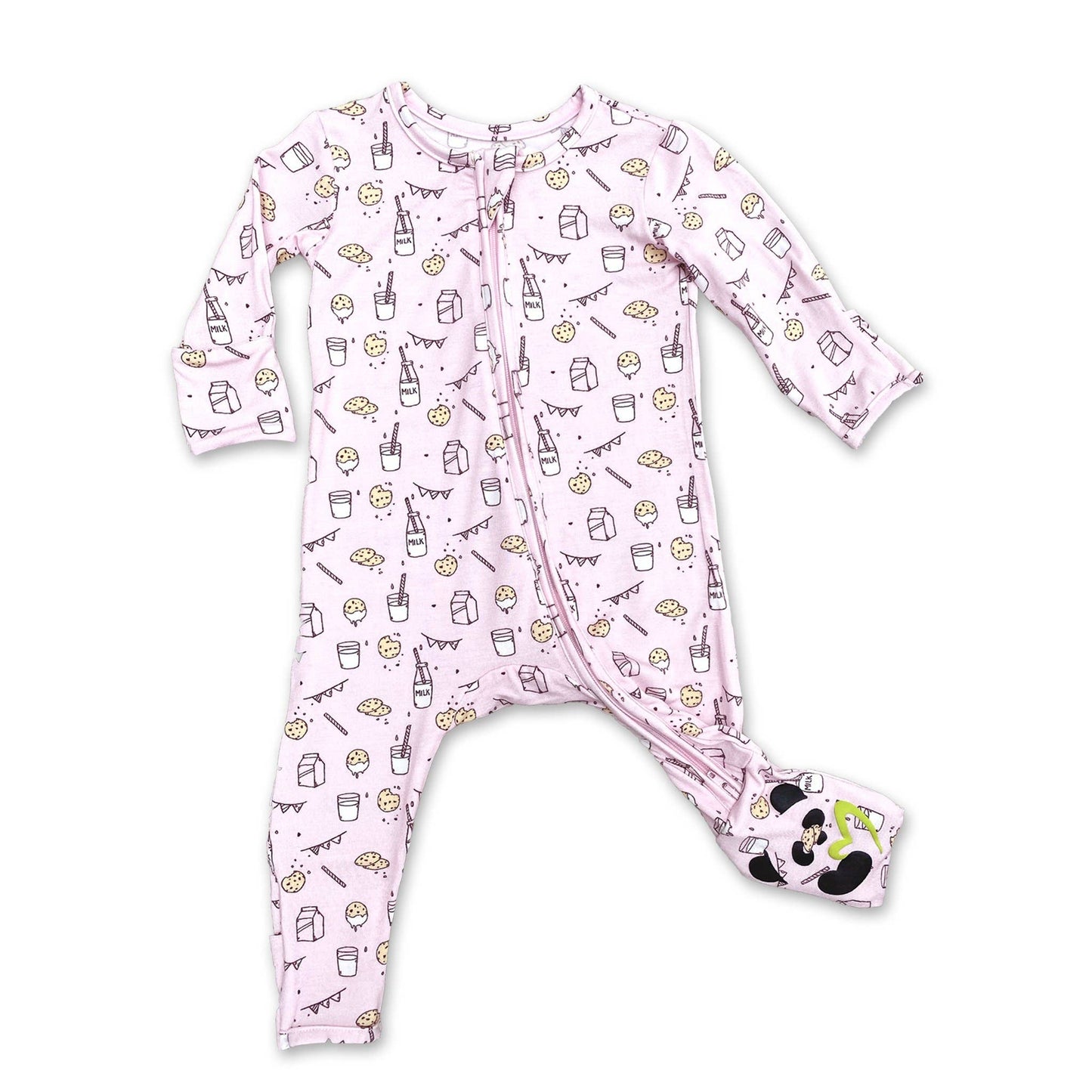 Milk and Cookies Pink Bamboo Convertible Footie