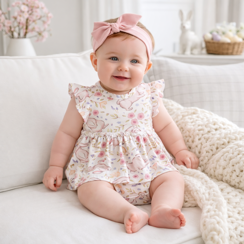 Bunny Blooms Bamboo Skirted Bodysuit
