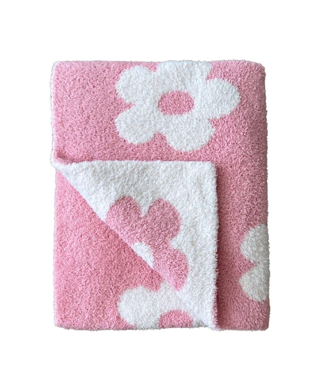 Pink Daisy Plush Baby Blanket