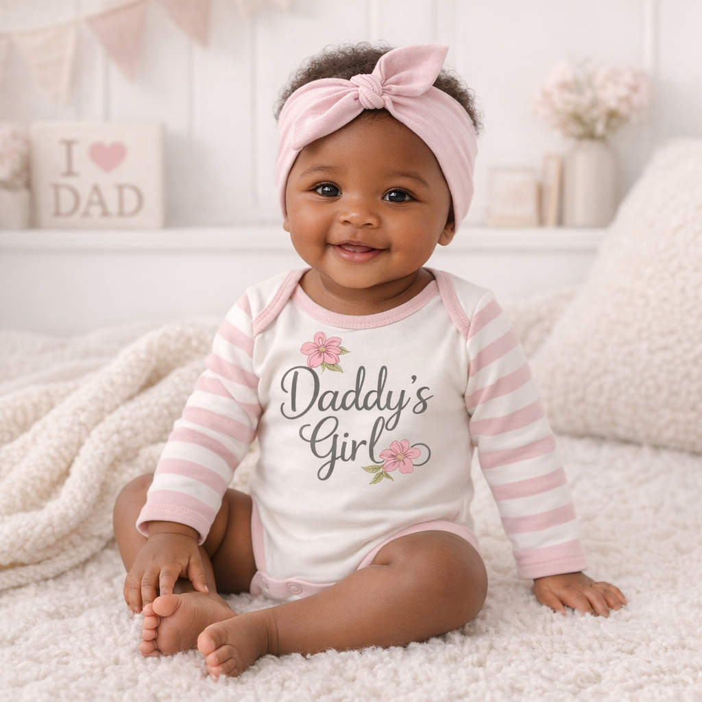 Daddy's Girl Pink Stripe Baby Girl Bodysuit