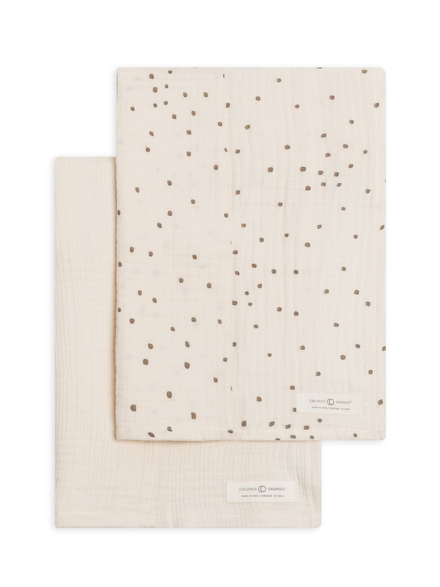 Organic Baby Muslin Burp Cloth (2-pack) - Taupe Square Dot