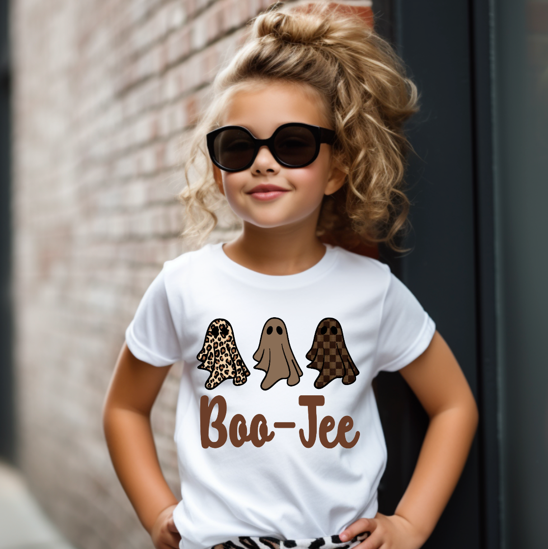 Boo-Jee Ghosts Halloween Girls White Tee Shirt