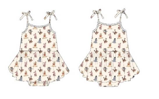 Pooh (Ribbed) | Bamboo Twirl Pom Romper