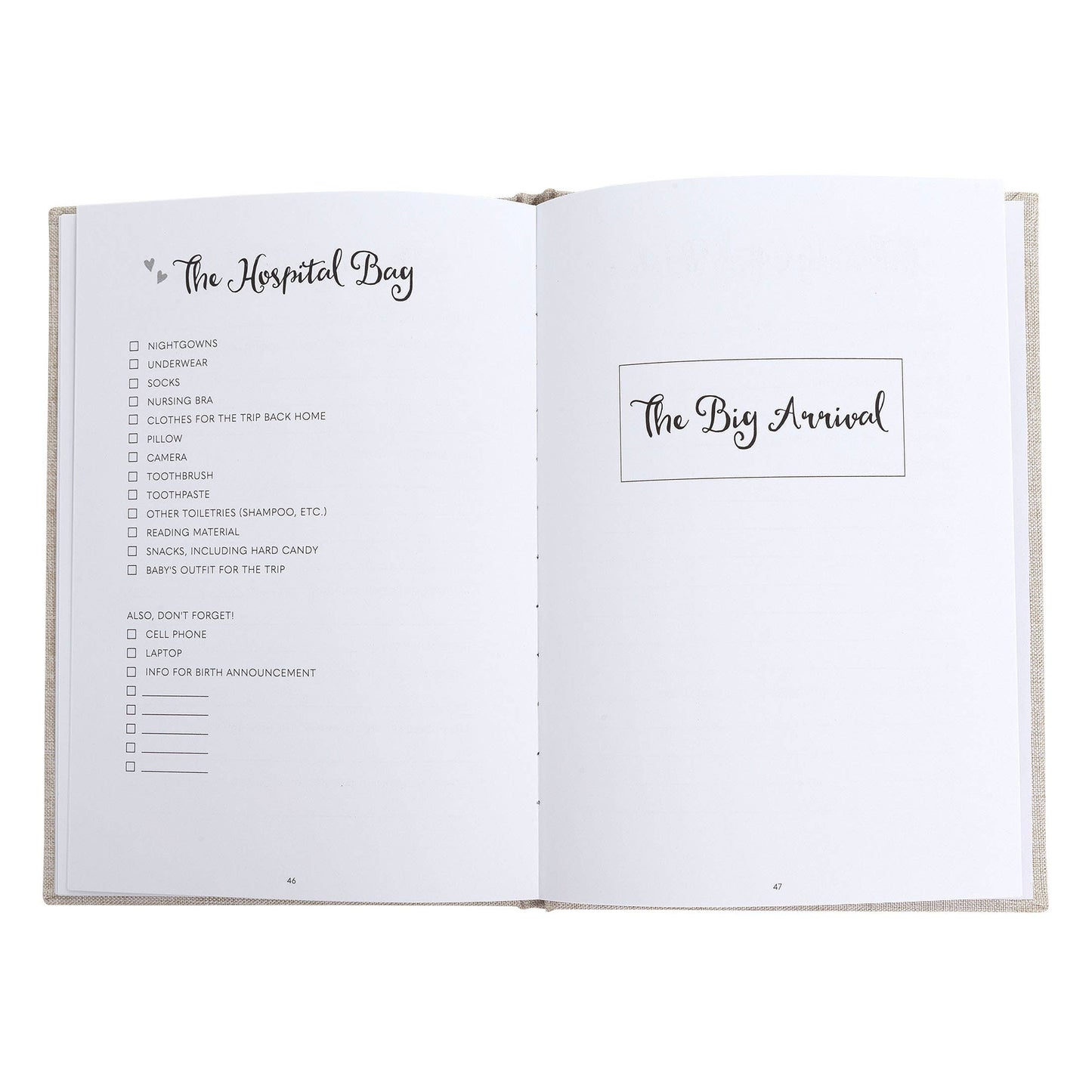 Beige Linen Pregnancy Journal, Memory Book