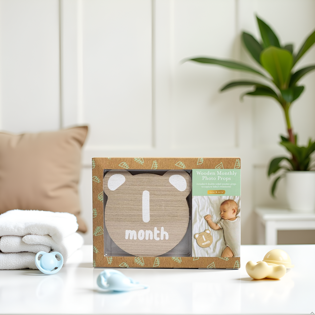 Teddy Bear Wooden Monthly Milestone Photo Props Discs