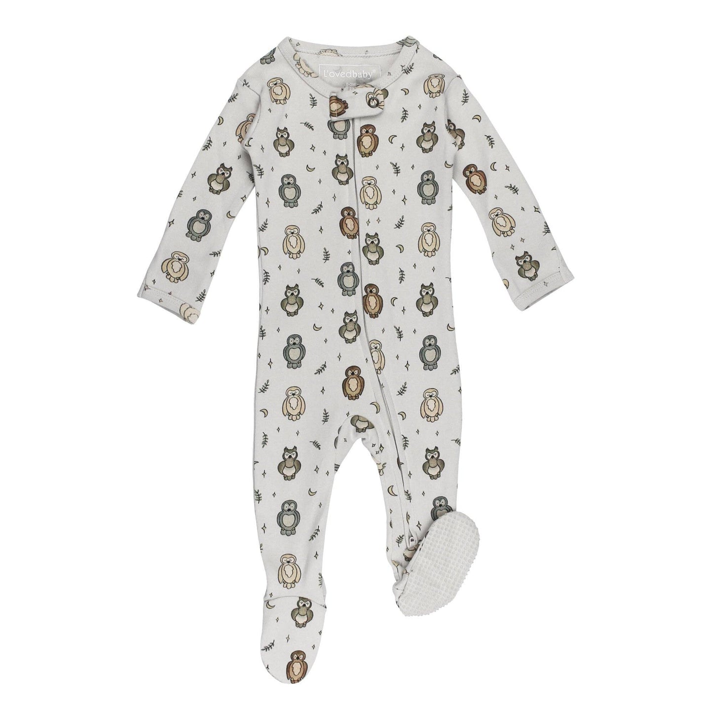 Organic 2-Way Zipper Footie in Owl Hoo?