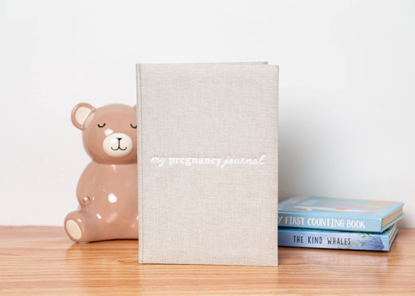 Beige Linen Pregnancy Journal, Memory Book