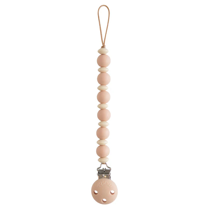 Luna Silicone Pacifier Clip Thyme Blush