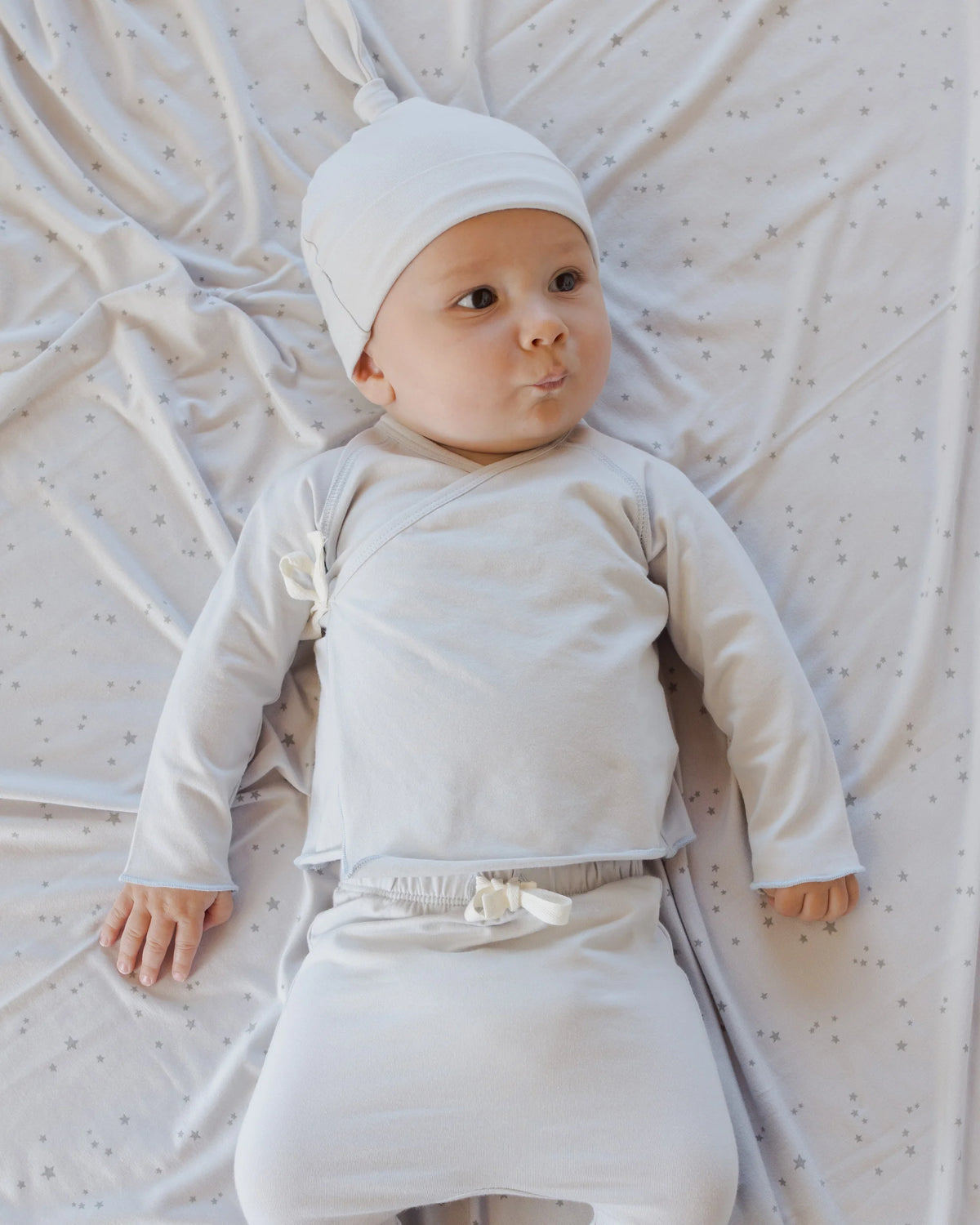 Wrap Top + Footed Pant Set Fog