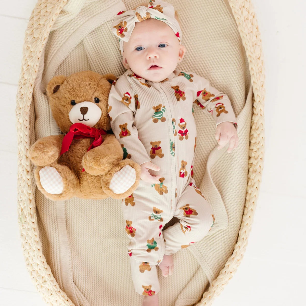 Teddy Bear Small Ribbed Zip Romper