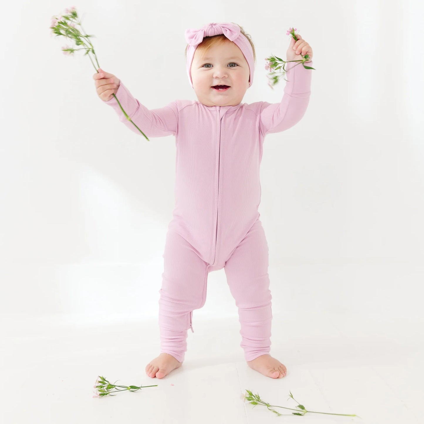 Lilac Mist Small Ribbed Zip Romper