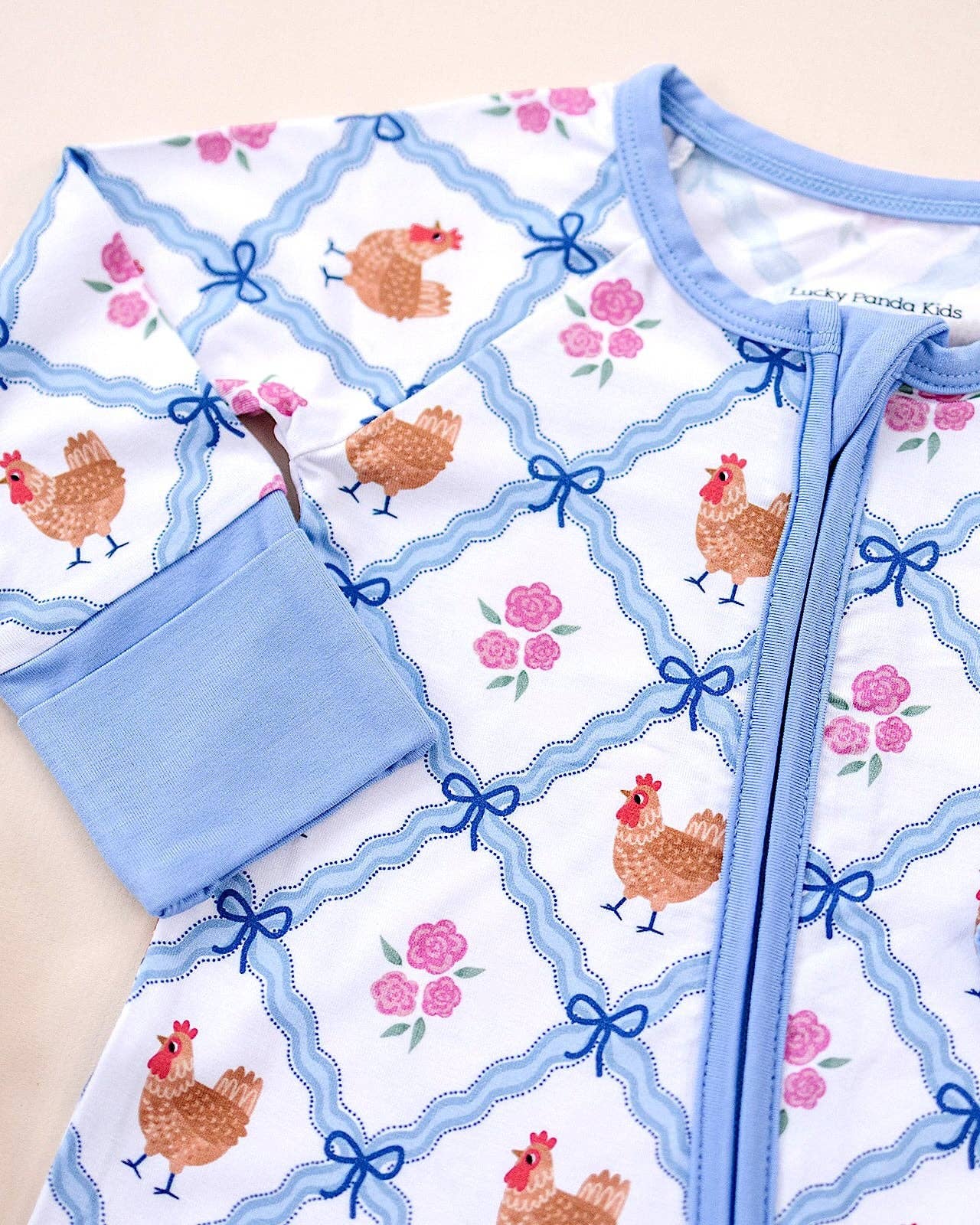 Chickens & Flowers Bamboo Zip Romper