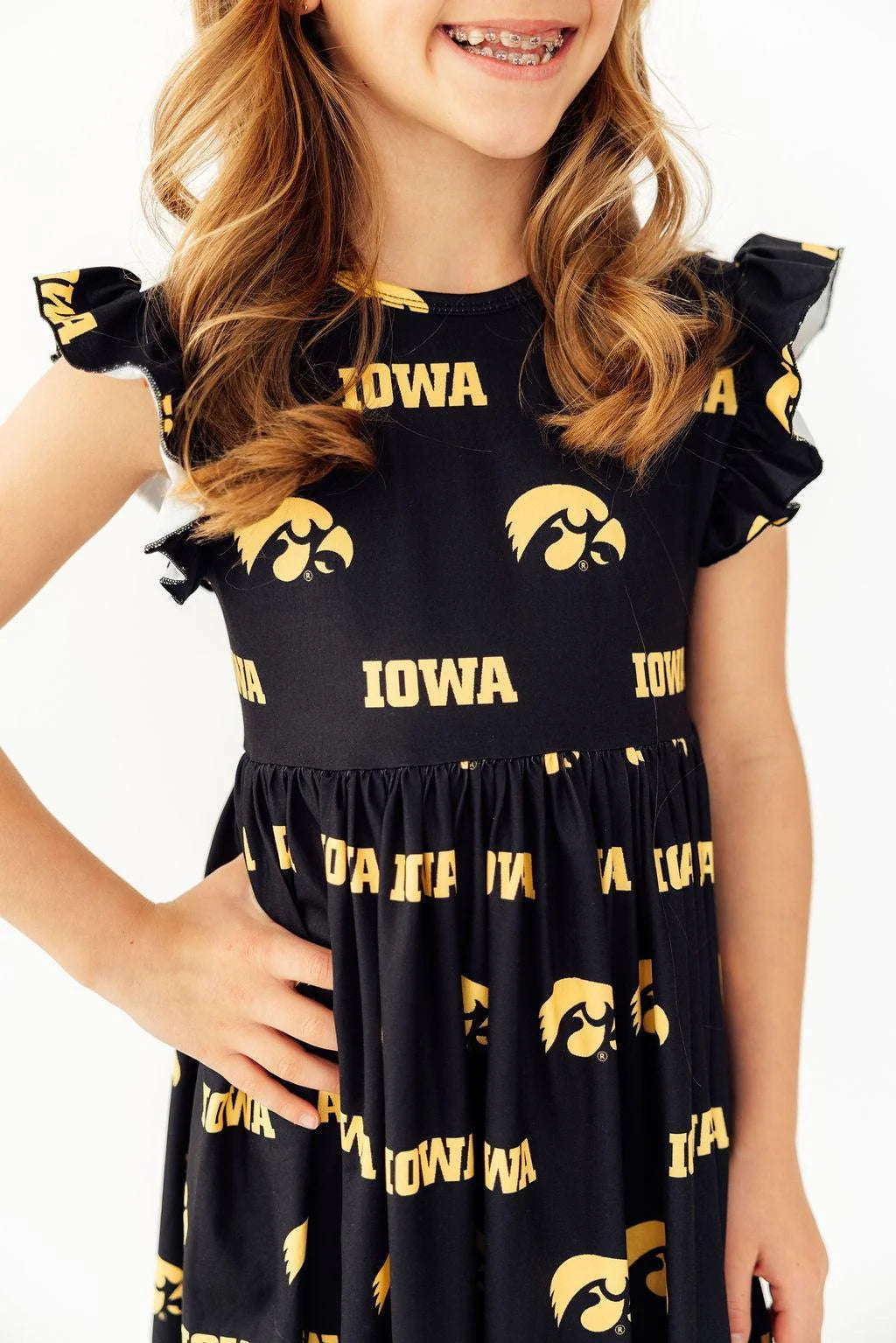 Iowa Black Tigerhawk Flutter Twirl Dress