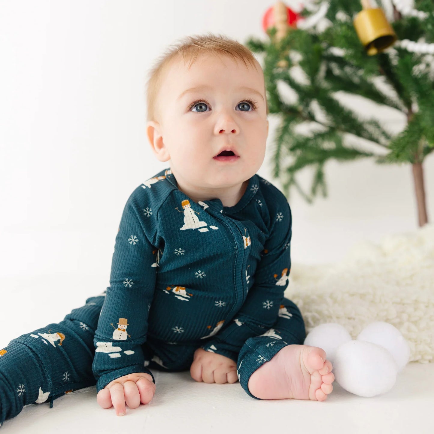 Snowmen Small Ribbed Zipped Romper