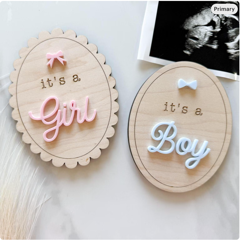 Baby Gender Reveal Wood Sign (Boy)