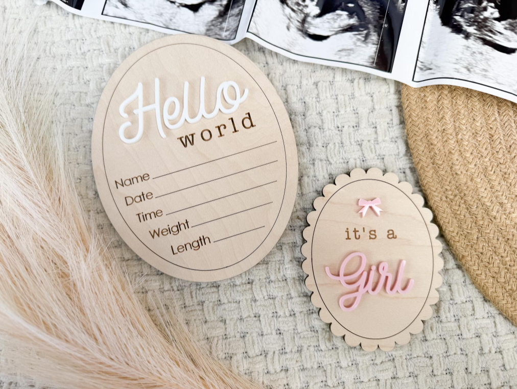 Hello World Wooden Baby Milestone Sign