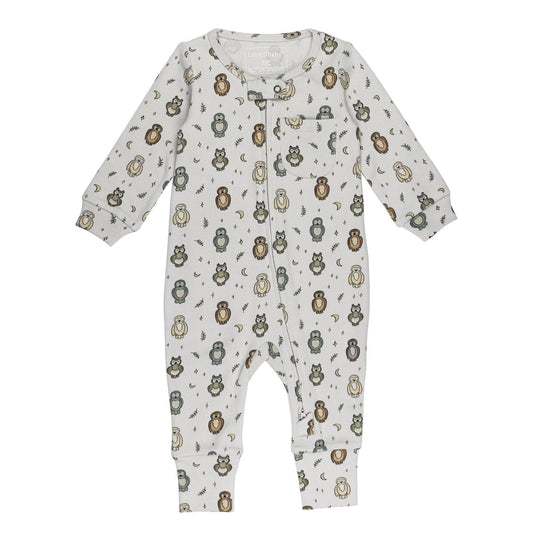 Organic Footless 2-Way Zipper Romper in Owl Hoo?
