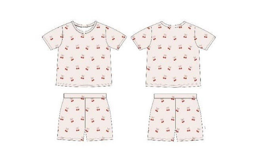 Cherries | Bamboo Toddler Ruffle Shorts Set