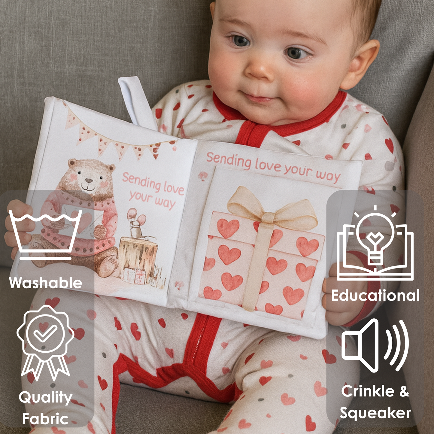 Valentines Crinkle Book for Babies Taggies