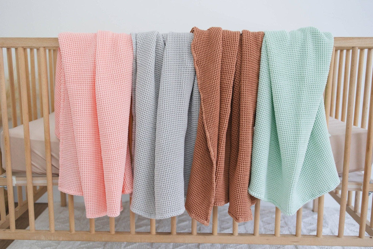 Cinnamon Waffle Bamboo Baby Blanket, 40"x40"- Soft Baby Swaddle Blanket Gender Neutral Baby Shower Gift