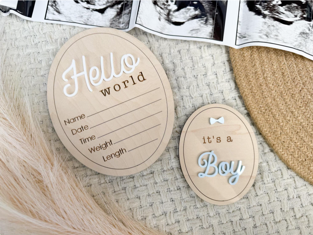 Hello World Wooden Baby Milestone Sign