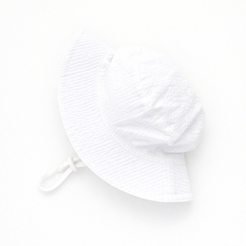 White Seersucker Bucket Hat