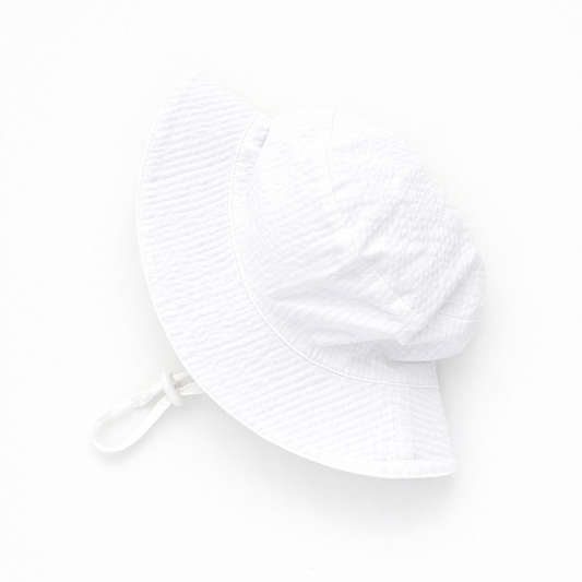 White Seersucker Bucket Hat