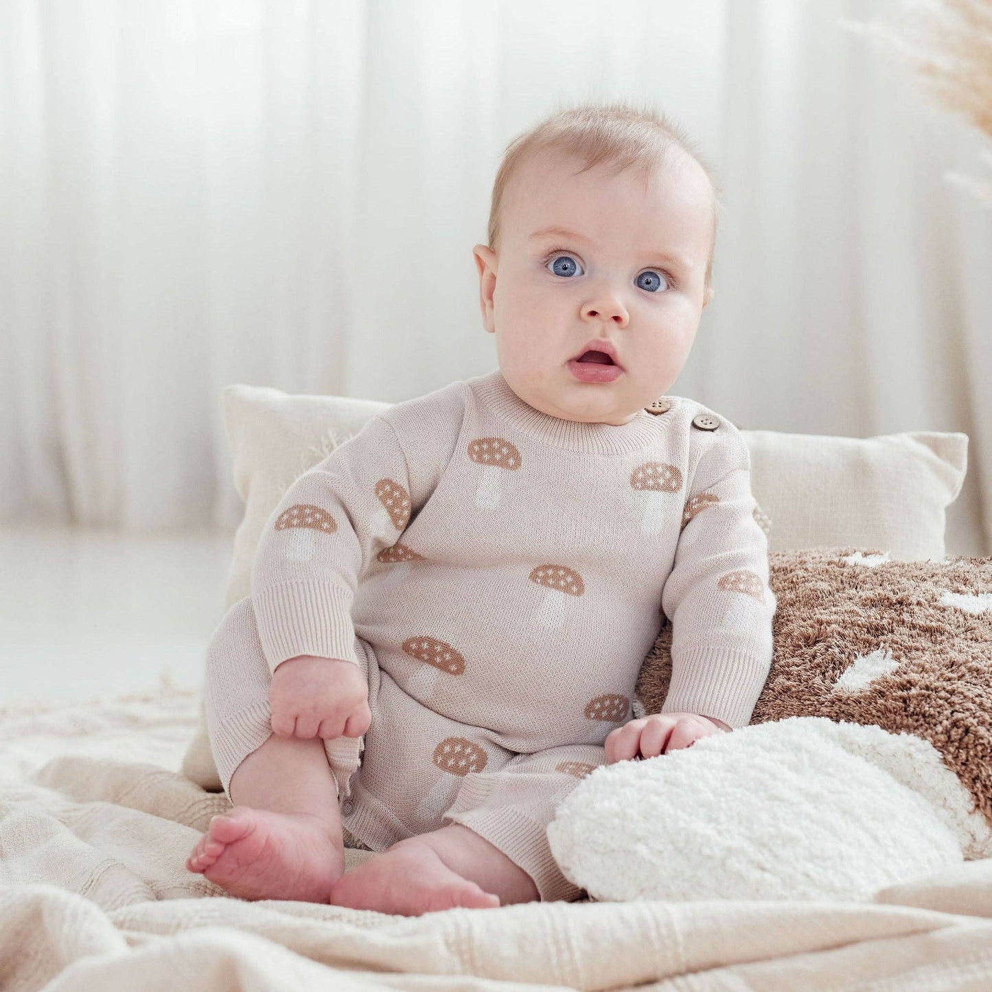 Mushroom Knit Romper