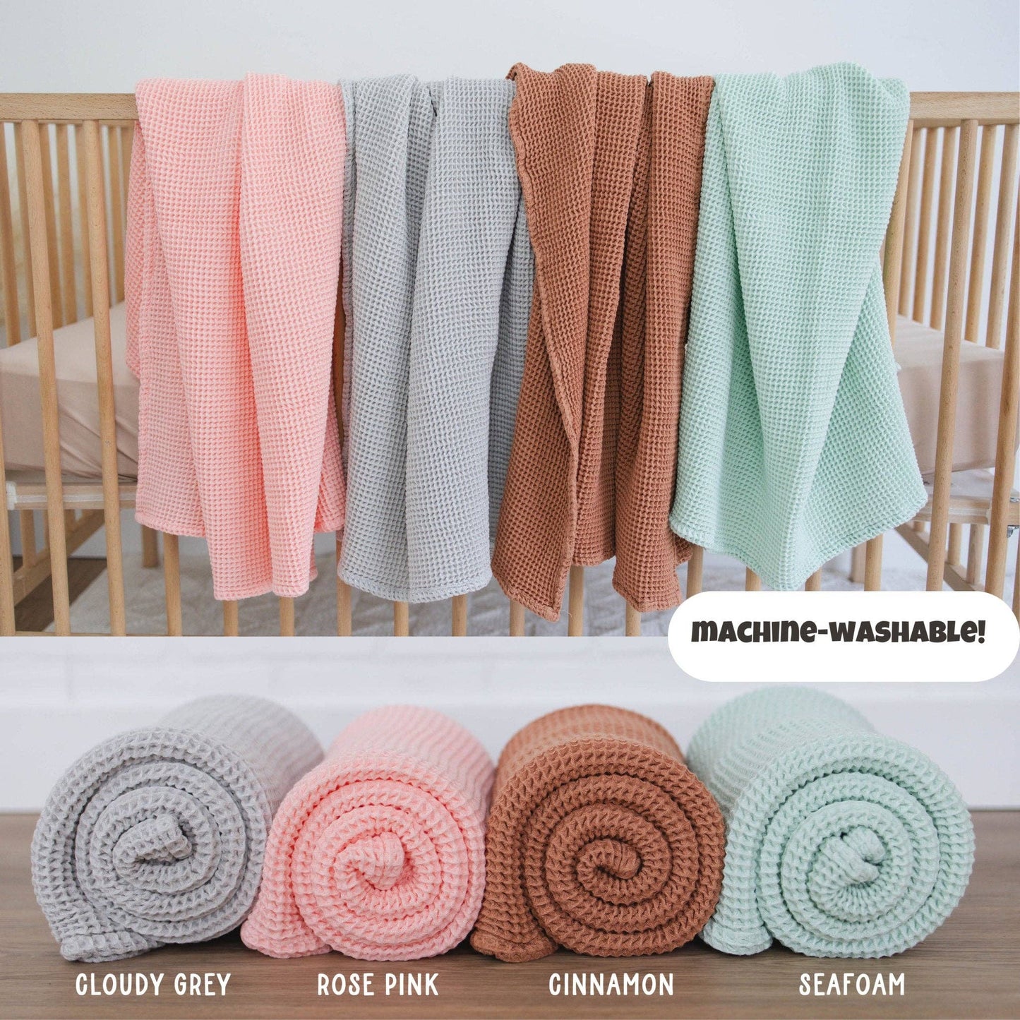 Cinnamon Waffle Bamboo Baby Blanket, 40"x40"- Soft Baby Swaddle Blanket Gender Neutral Baby Shower Gift