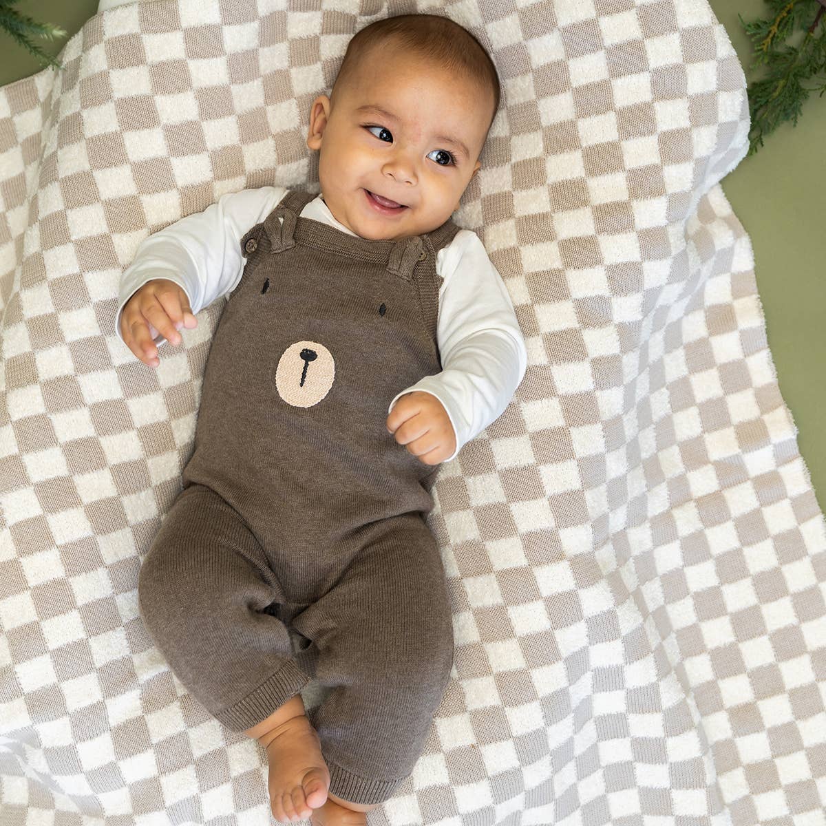Bear Sweater Knit Baby Overall & Bodysuit Set (Organic)