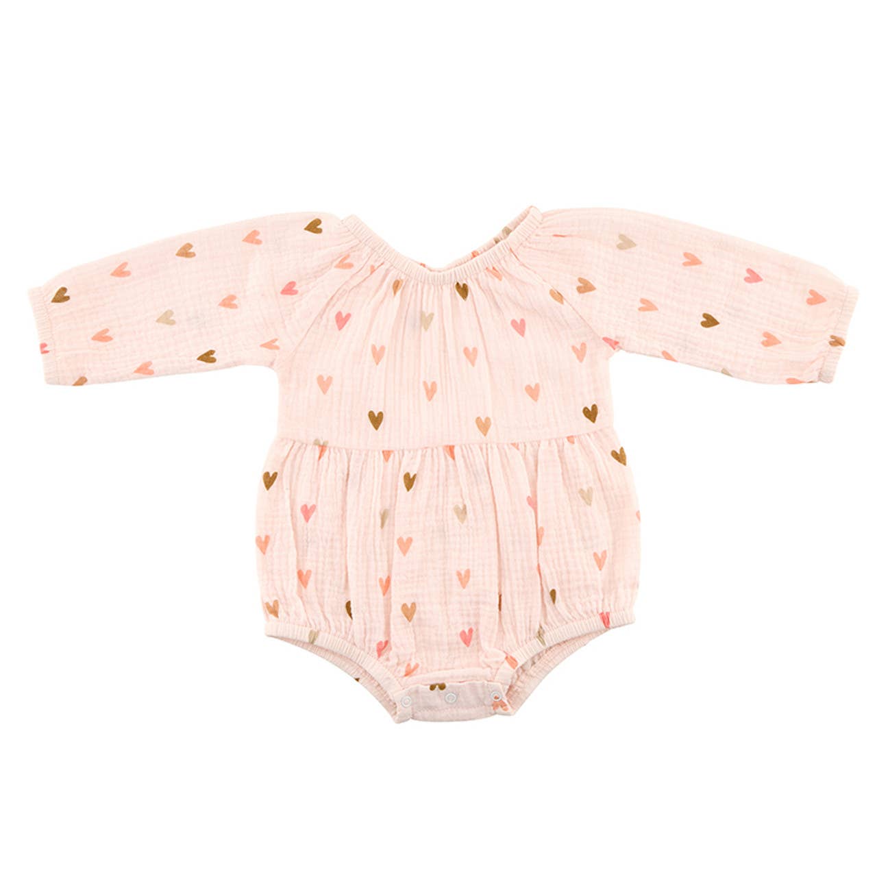 Long Sleeve Hearts Muslin Romper
