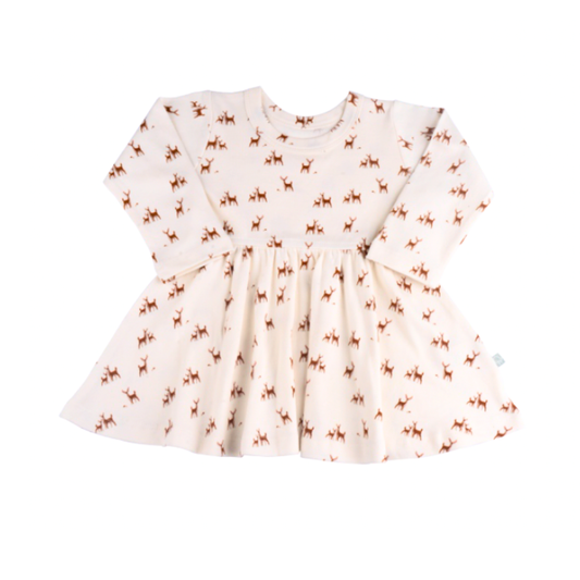 Long Sleeve Deer Twirl Dress