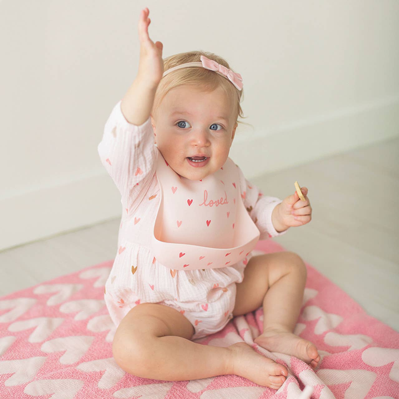 Long Sleeve Hearts Muslin Romper
