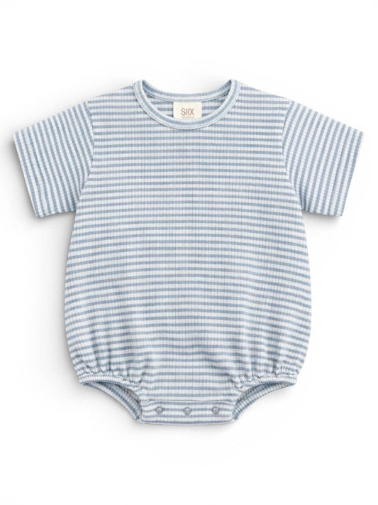Dusty Blue Stripe Ribbed T-Shirt Bubble