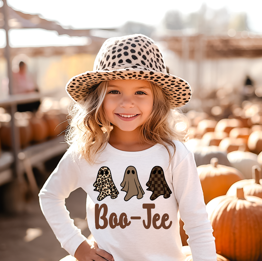 Boo-Jee Ghosts Halloween Girls White Tee Shirt