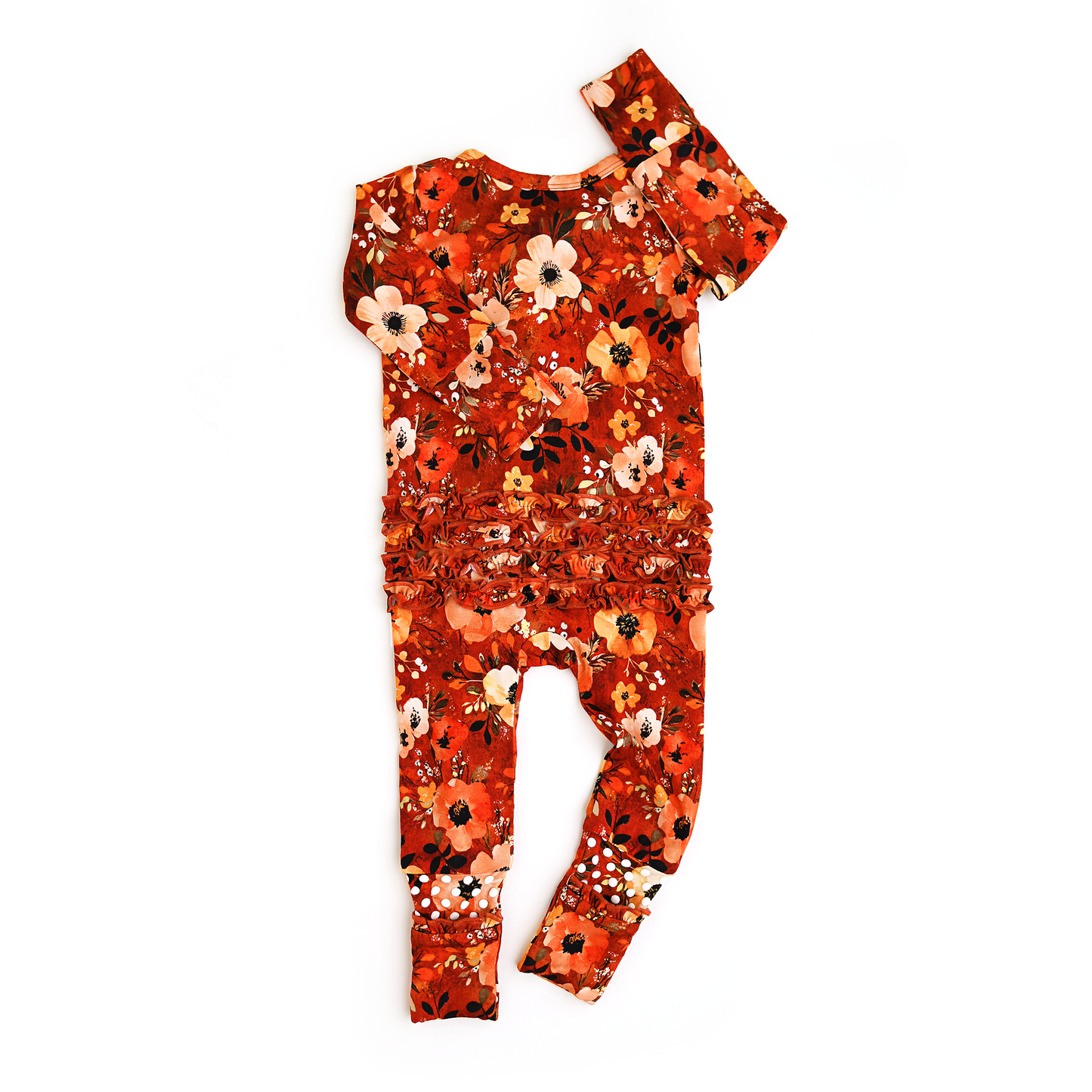 Auburn Ruffle Zip Bamboo Footie