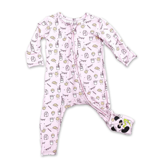 Milk and Cookies Pink Bamboo Convertible Footie