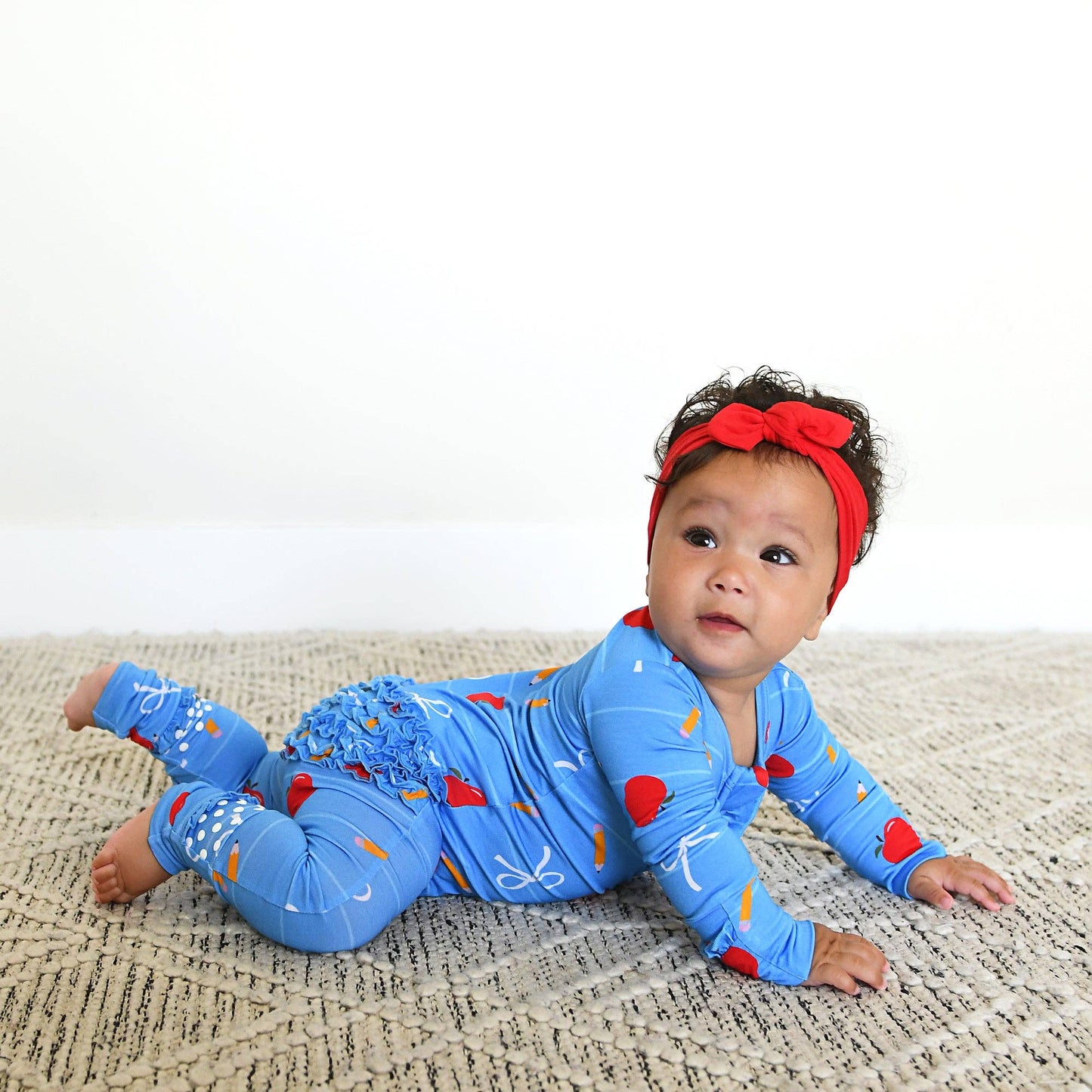 Quinn Apple Ruffle Zip Footies