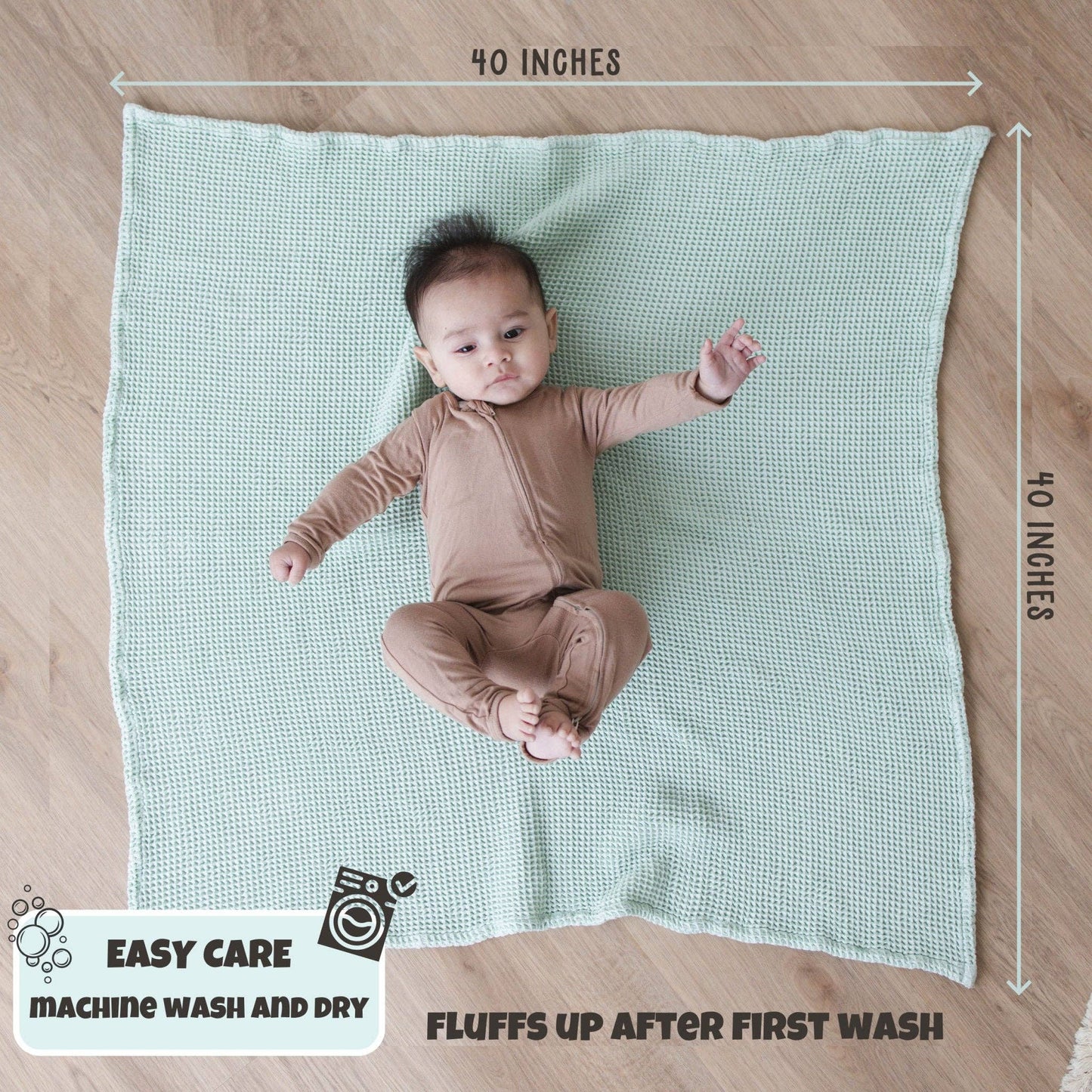 Cinnamon Waffle Bamboo Baby Blanket, 40"x40"- Soft Baby Swaddle Blanket Gender Neutral Baby Shower Gift