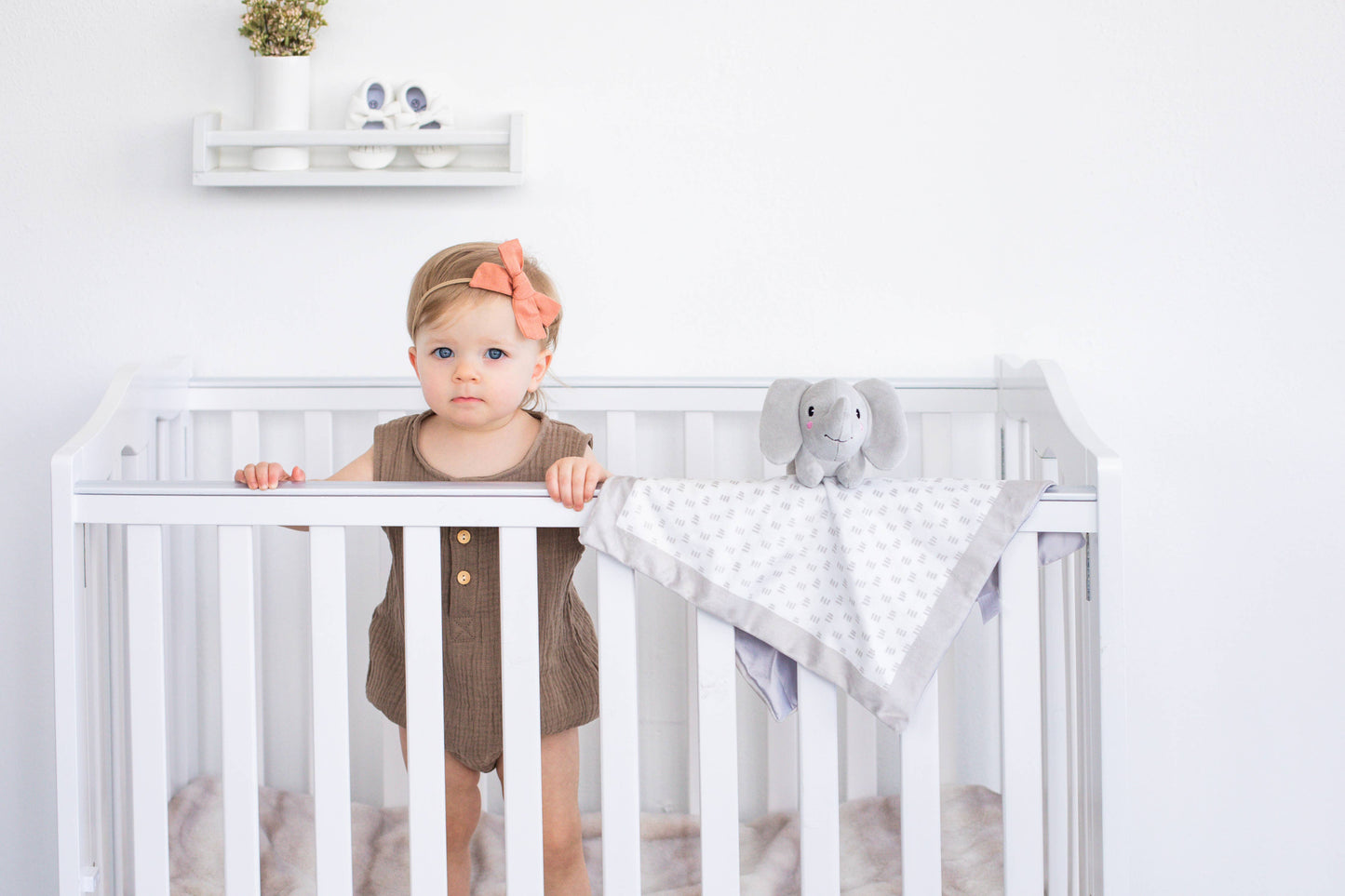 Elephant Baby Lovey Blanket, Gray