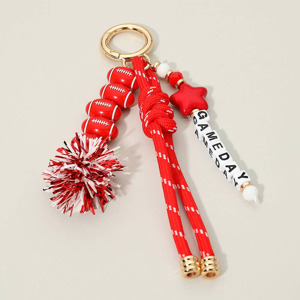 Red Gameday Football Keychain Bag Charm