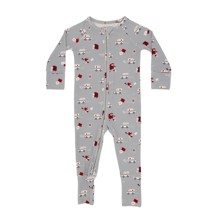 Cupid's Postal Service Small Ribbed Zip Romper