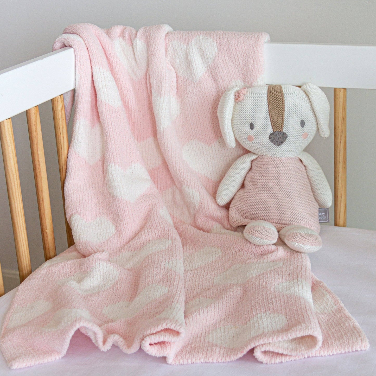 Pink Hearts Chenille Baby Blanket