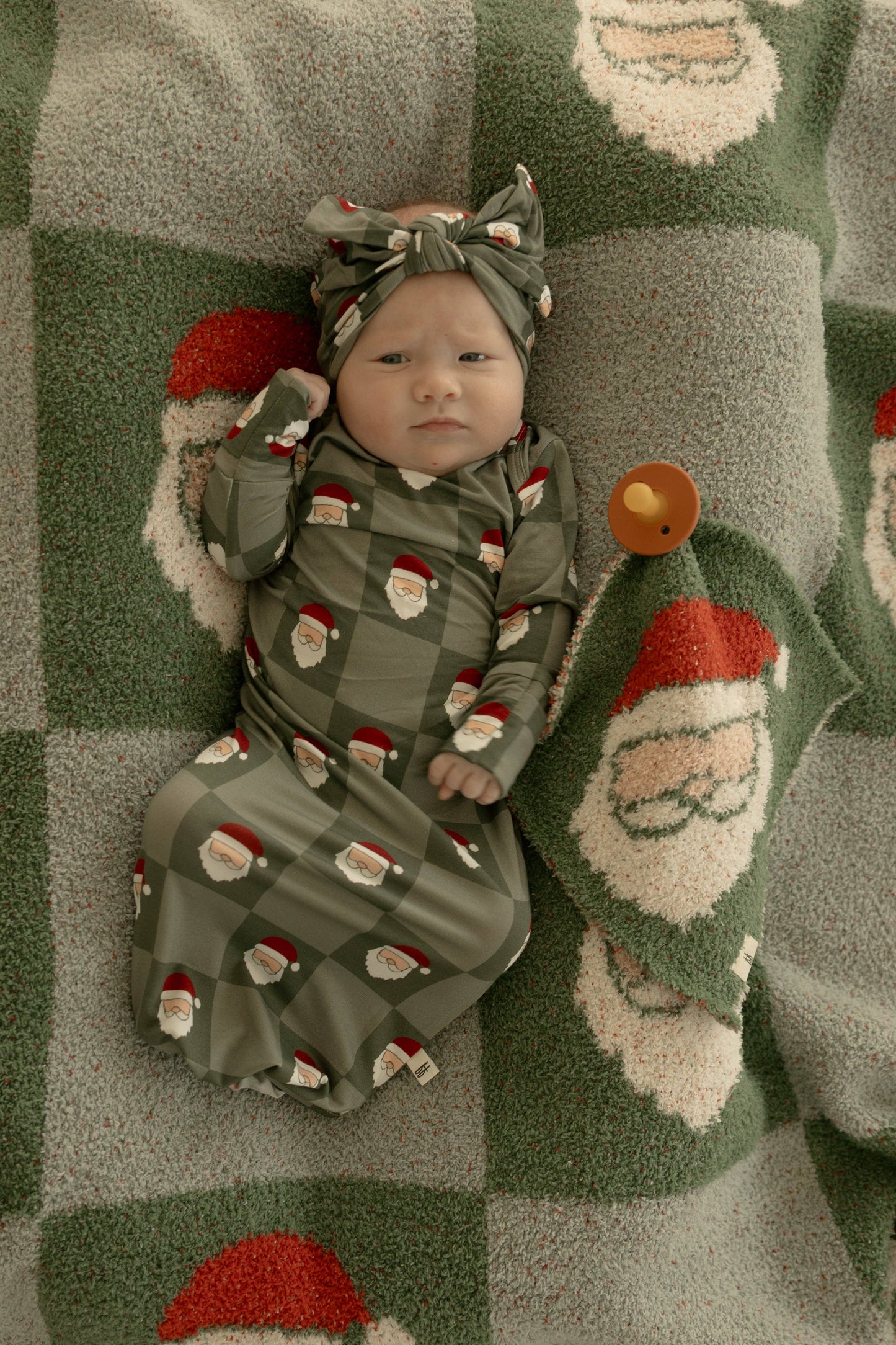 Santa Checkerboard Bamboo Head Wrap