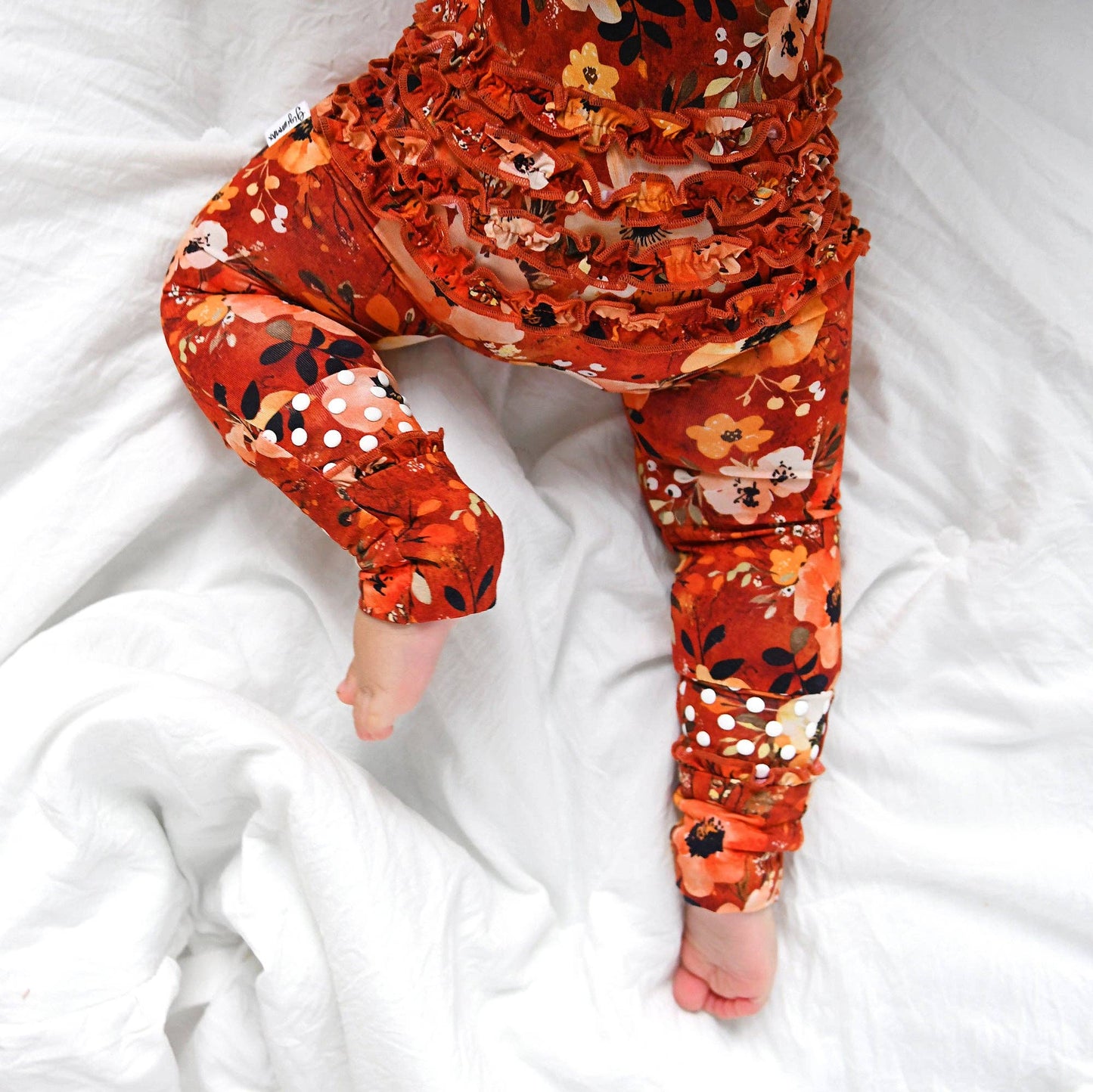 Auburn Ruffle Zip Bamboo Footie